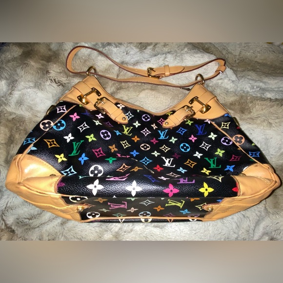 ✨Authentic Louis Vuitton Murakami Greta Noir Canvas Shoulder Bag GUC ✨ - Picture 2 of 6